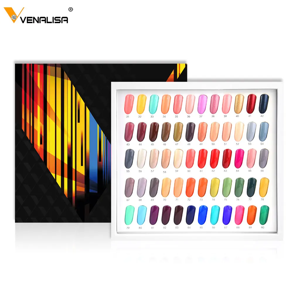 Venalisa VIP Kit Great Coverage Soak Off UV LED Nail Gel Polish Set Base Long Wear Top Coat Color Palette 60 Colors 7.5ml