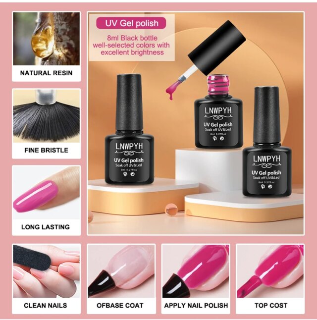 Gel Nail Polish Set Poly Nail Gel Kit With Nail Lamp Semi Permanent Gel Varnish Set Professional Nail Art Tools Kit Manicure Set - Image 5