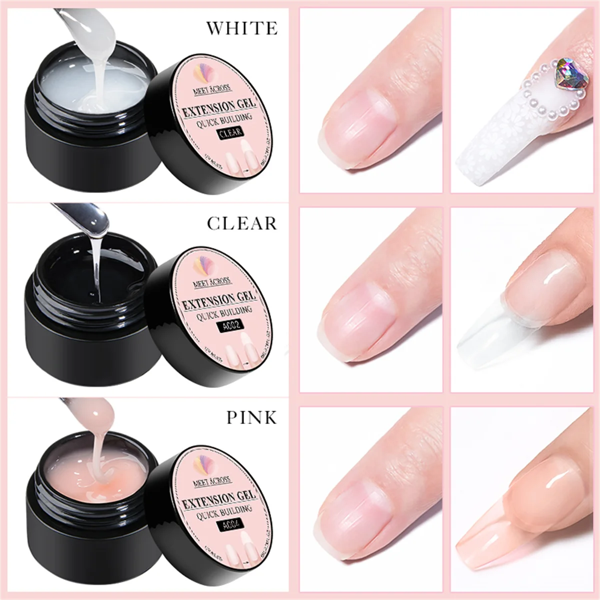 6pcs Gel Extension Nail Kit Quick Building Nail Extension Gel Polish Set 8ml Nude Pink UV Construction Gel For Nail Extensions