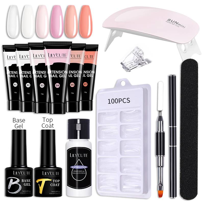 LILYCUTE Nail Gel Set 6W LED Lamp Full Manicure Set Vernis Semi Permanent Quick Extension Nail Kit Gel Set For Nails Tool Kit