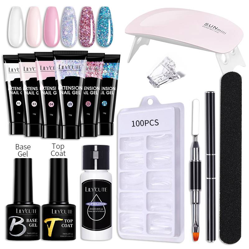LILYCUTE Nail Gel Set 6W LED Lamp Full Manicure Set Vernis Semi Permanent Quick Extension Nail Kit Gel Set For Nails Tool Kit