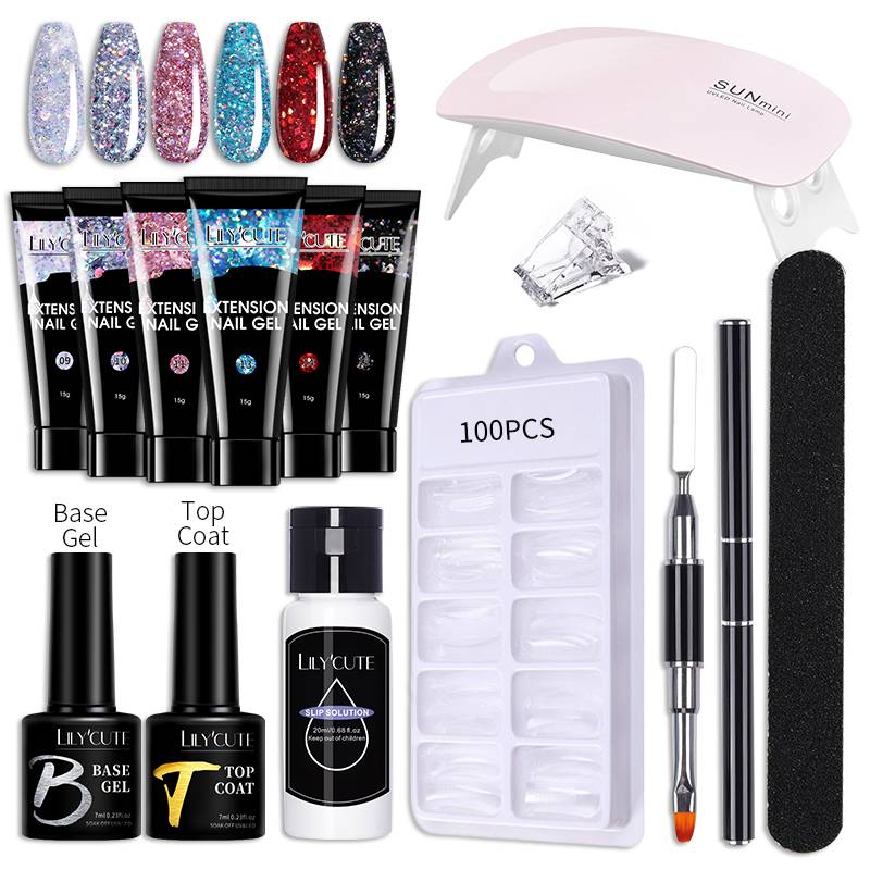 LILYCUTE Nail Gel Set 6W LED Lamp Full Manicure Set Vernis Semi Permanent Quick Extension Nail Kit Gel Set For Nails Tool Kit