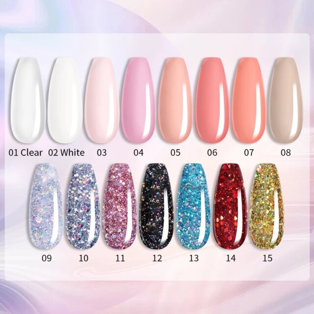 LILYCUTE 15ml Nail Extension Gel Set Clear Nude Quick Nail Prolong Acrylic Crystal Extend Mold Nail Art Construction Gel Varnish - Image 4