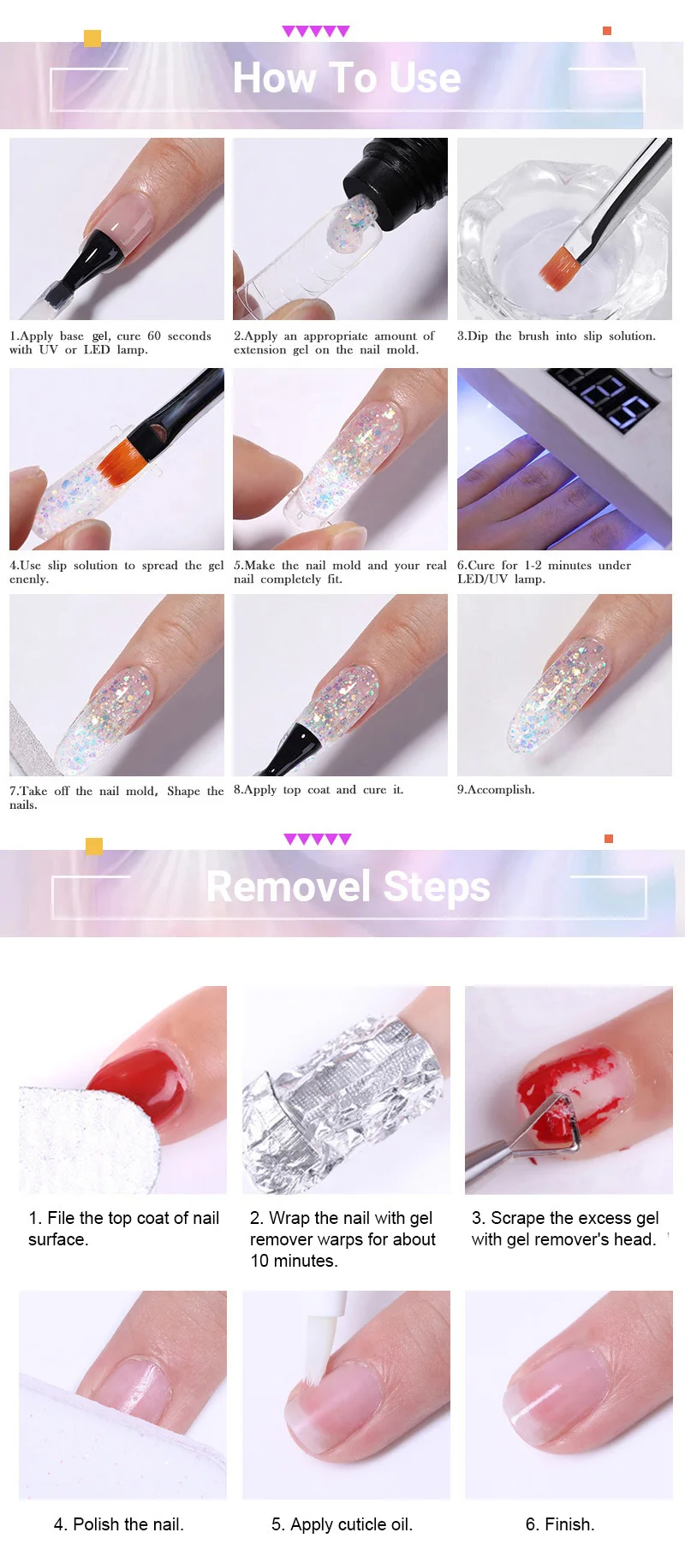 LILYCUTE 15ml Nail Extension Gel Set Clear Nude Quick Nail Prolong Acrylic Crystal Extend Mold Nail Art Construction Gel Varnish