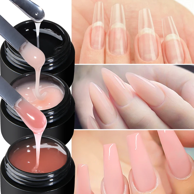 MEET ACROSS 3Pcs/Set Quick Extension Nail Gel Nail Polish Vernis Clear Milk White Nude Semi Permanent Nail Art Gel Kits Manicure