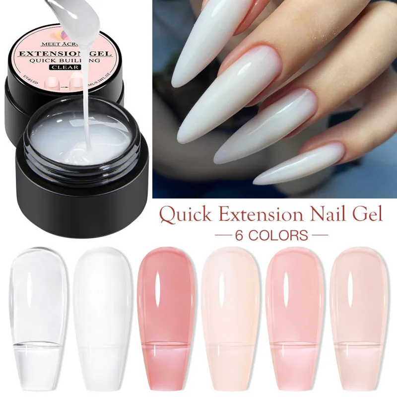 MEET ACROSS 3Pcs/Set Quick Extension Nail Gel Nail Polish Vernis Clear Milk White Nude Semi Permanent Nail Art Gel Kits Manicure