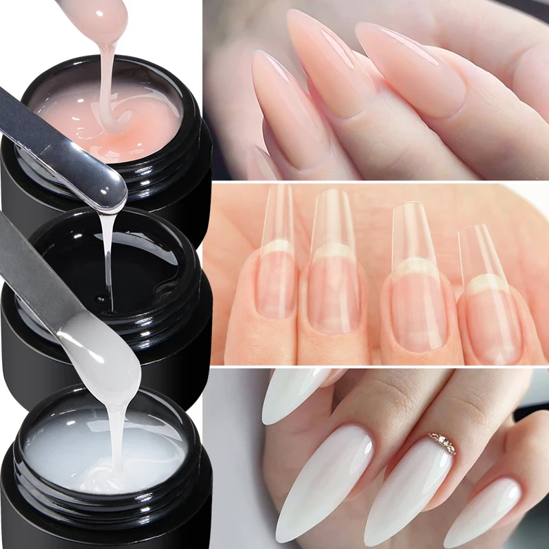 MEET ACROSS 3Pcs/Set Quick Extension Nail Gel Nail Polish Vernis Clear Milk White Nude Semi Permanent Nail Art Gel Kits Manicure