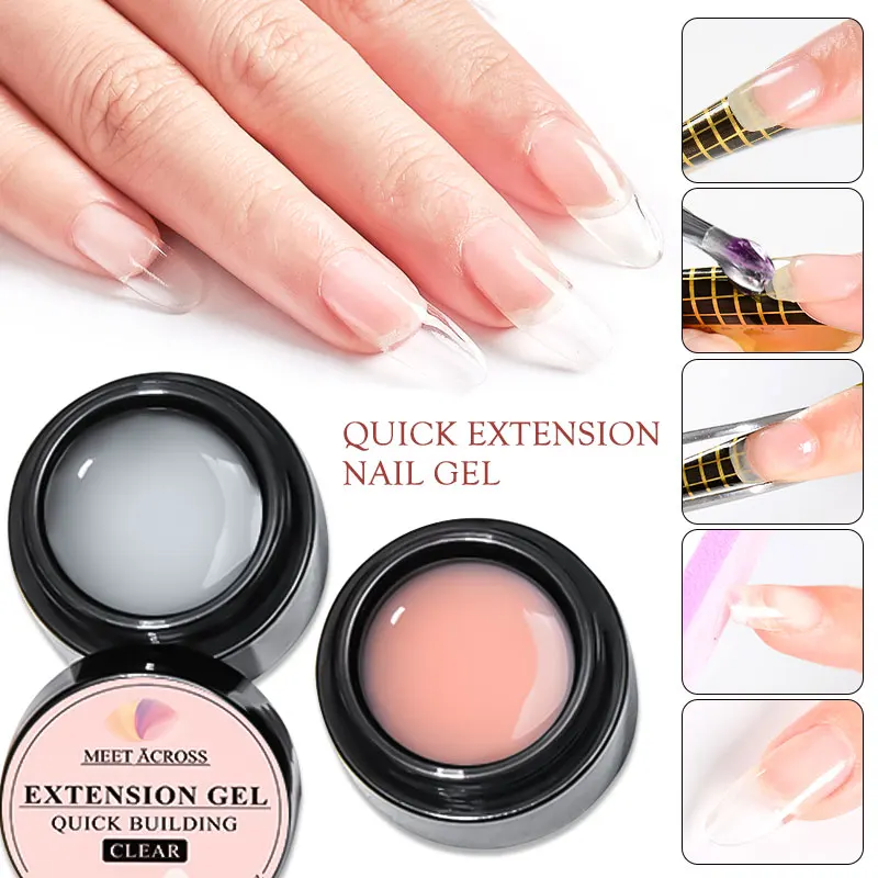 MEET ACROSS 3Pcs/Set Quick Extension Nail Gel Nail Polish Vernis Clear Milk White Nude Semi Permanent Nail Art Gel Kits Manicure