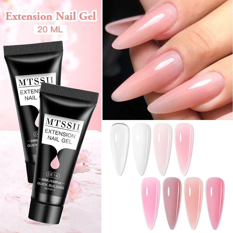 Mtssii 20ml Extension Nail Gel Set Full Manicure Kit Nude Pnk White Quick Extension Nails Building Fingertips Tools Set