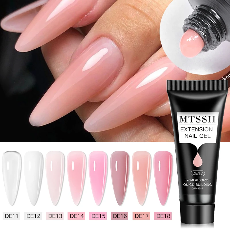 Mtssii 20ml Extension Nail Gel Set Full Manicure Kit Nude Pnk White Quick Extension Nails Building Fingertips Tools Set