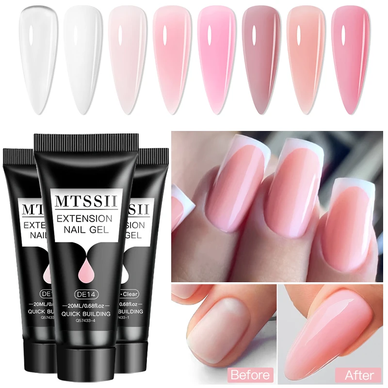 Mtssii 20ml Extension Nail Gel Set Full Manicure Kit Nude Pnk White Quick Extension Nails Building Fingertips Tools Set