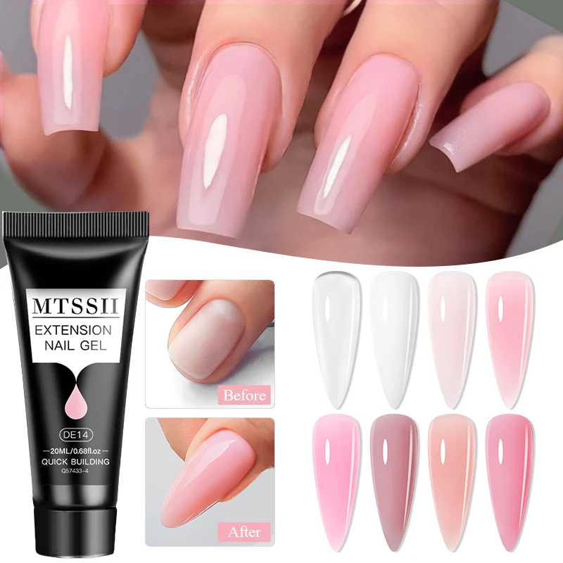 Mtssii 20ml Extension Nail Gel Set Full Manicure Kit Nude Pnk White Quick Extension Nails Building Fingertips Tools Set