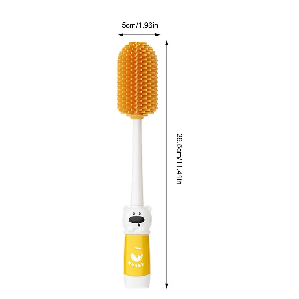 Bottle And Nipple Brush Set 4-in-1 Cartoon Nipple Brush Cleaner Detachable Bottle Washing Brush Long-Handle Bottle Cleaning Tool