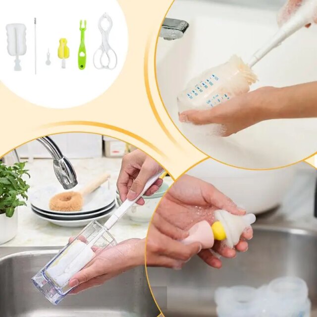 Baby Bottle Brush Set With Infant Nipple Straw Brush For Bottles Cups Vacuum Flask - Image 5