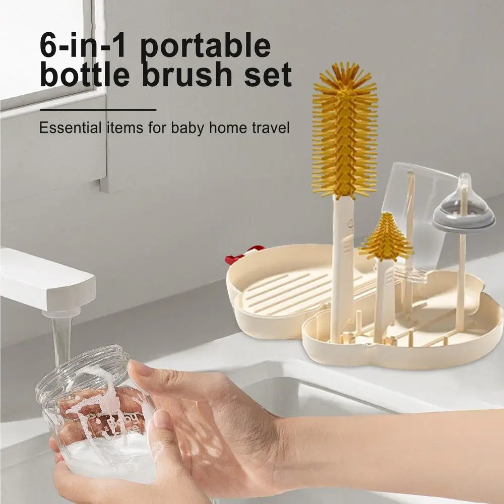 Baby Bottle Brush Cleaner Bottle Brushes Bottle Scrubber Straw Brush 6 In 1 Bottle Cleaning Set Detail Brush Nipple Brush With