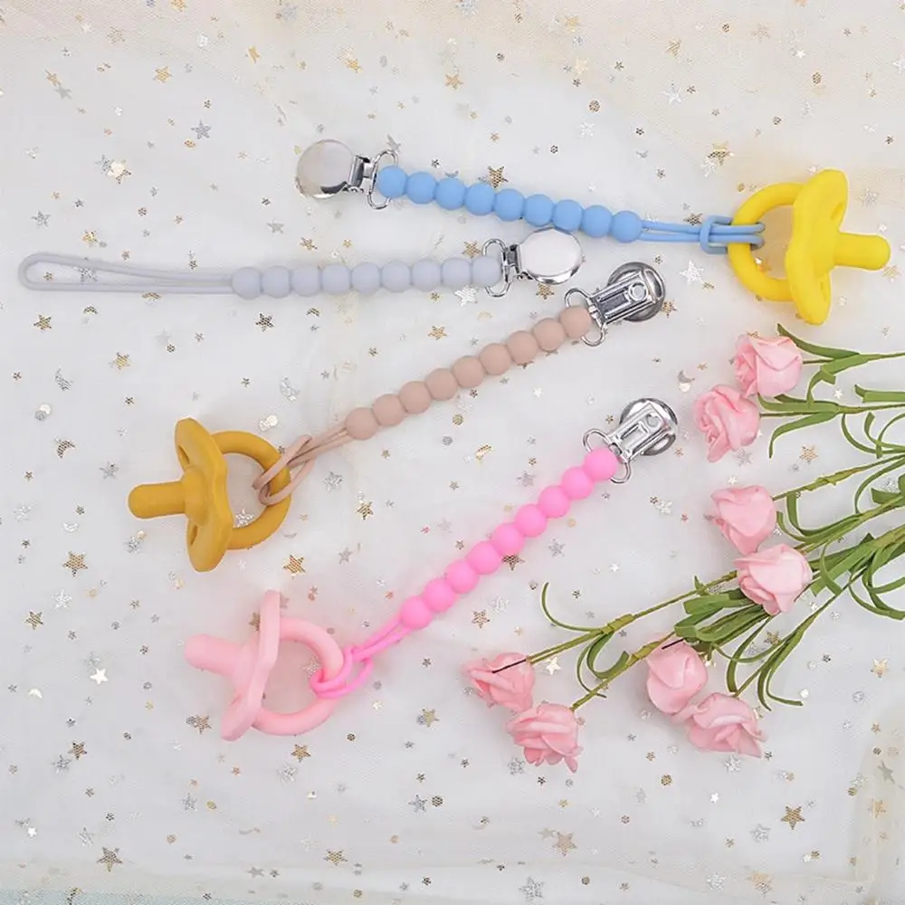 Silicone Beads Baby Anti-drop Chain Pacifier Clips Infant Nipple Appease Soother Chain Clips Dummy Holder Nipple Clip Baby Stuff