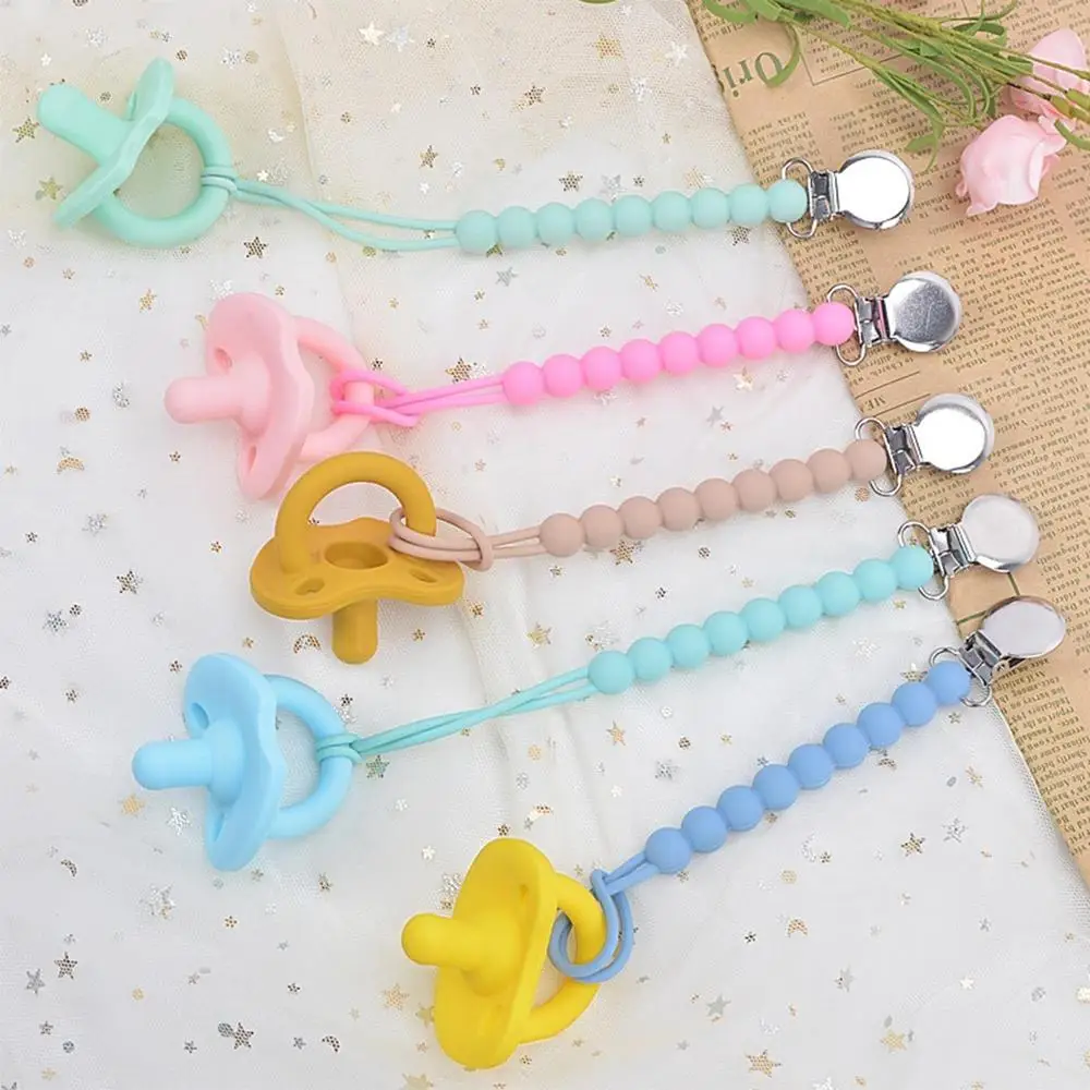 Silicone Beads Baby Anti-drop Chain Pacifier Clips Infant Nipple Appease Soother Chain Clips Dummy Holder Nipple Clip Baby Stuff