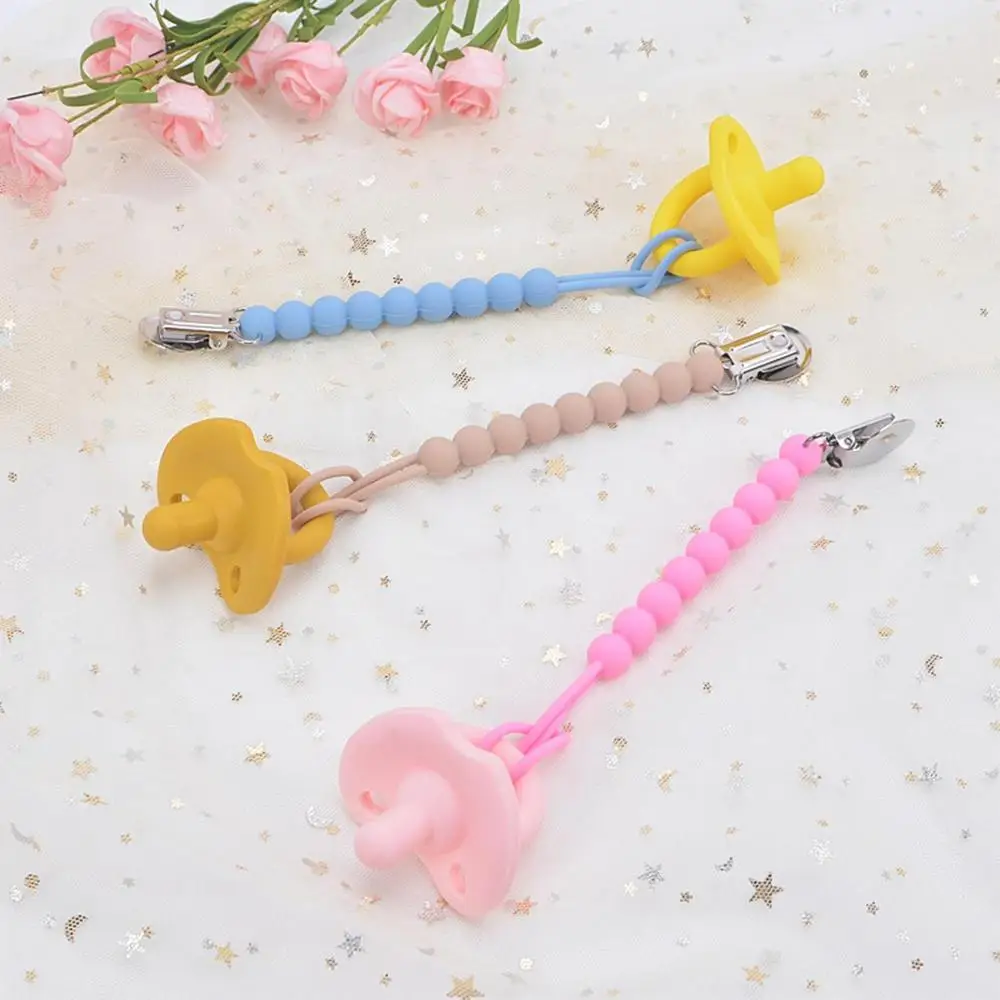 Silicone Beads Baby Anti-drop Chain Pacifier Clips Infant Nipple Appease Soother Chain Clips Dummy Holder Nipple Clip Baby Stuff