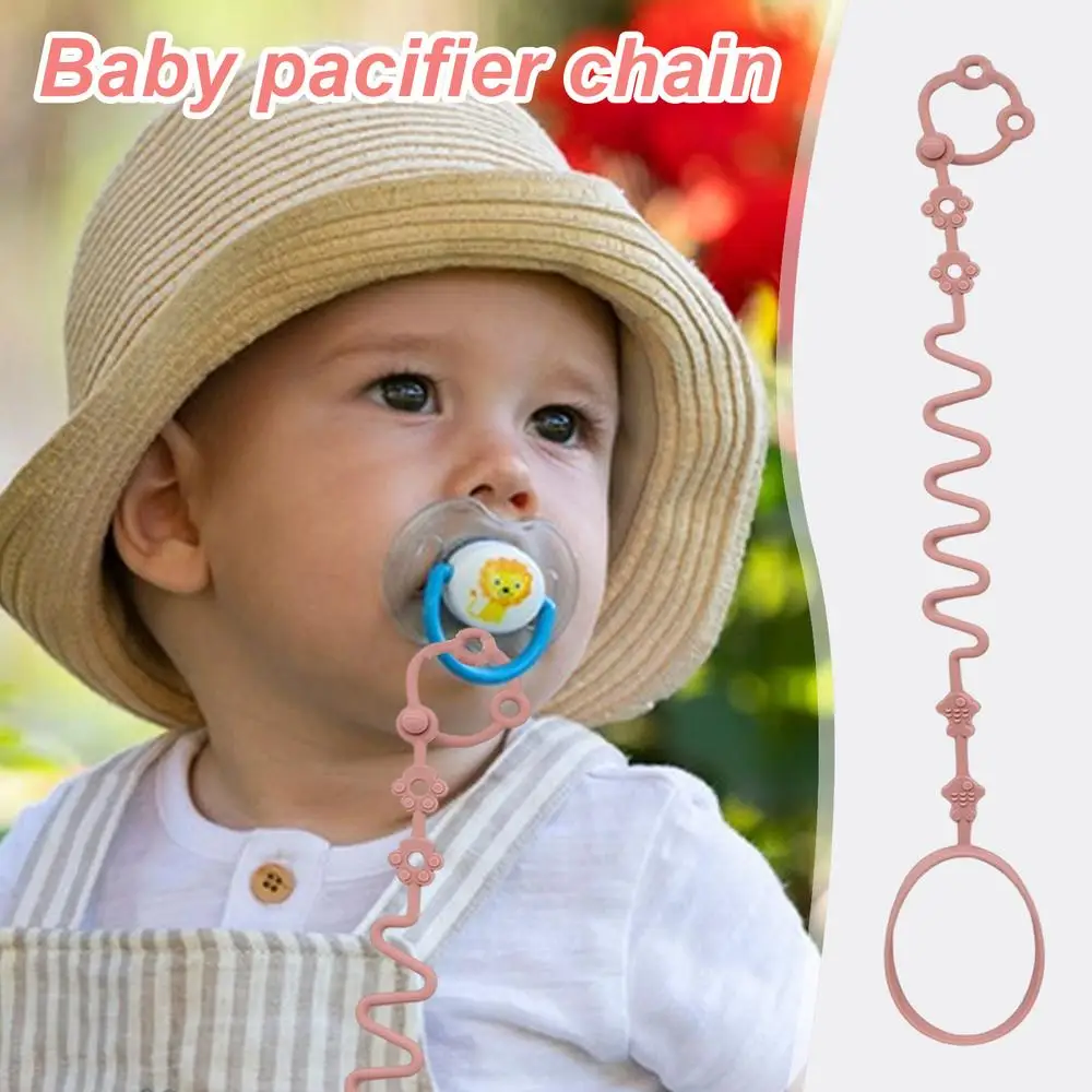 Teether Pacifier Chain | Anti-Lost Pacifier Clip Chain | Adjustable Silicone Safety Strap Nipple Holder Teether Straps