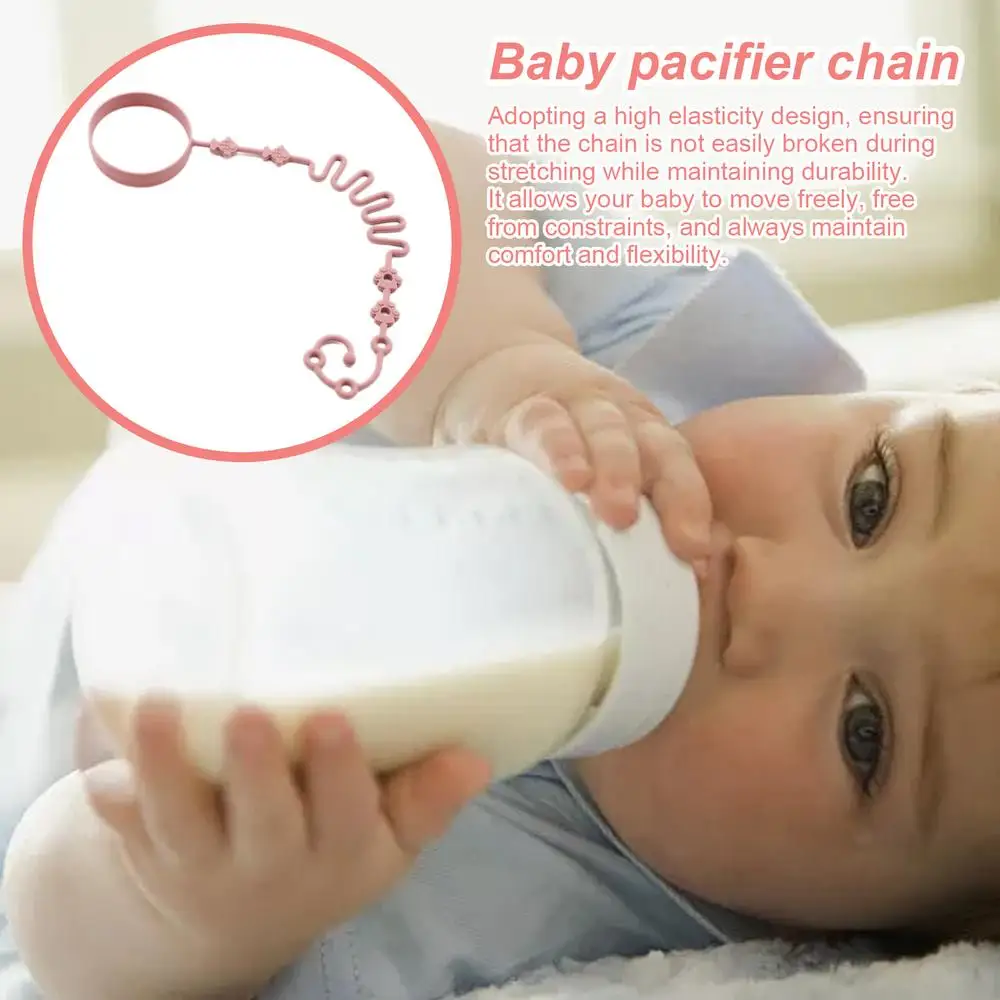 Teether Pacifier Chain | Anti-Lost Pacifier Clip Chain | Adjustable Silicone Safety Strap Nipple Holder Teether Straps