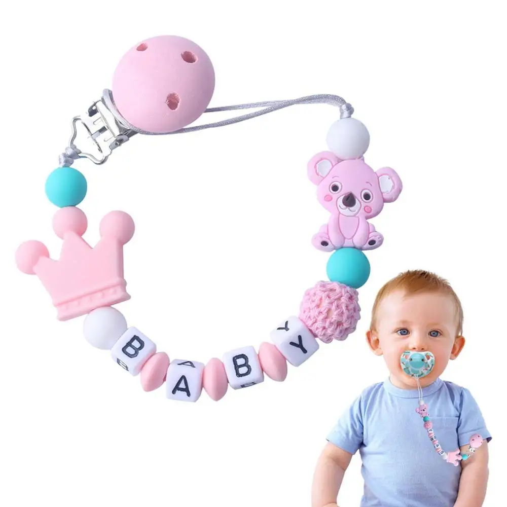 Baby Anti-drop Pacifier Clip Chain Silicone Beads Gifts Dummy Nipples Holder Clips Teethers Toys Anti-lost Babies Accessories