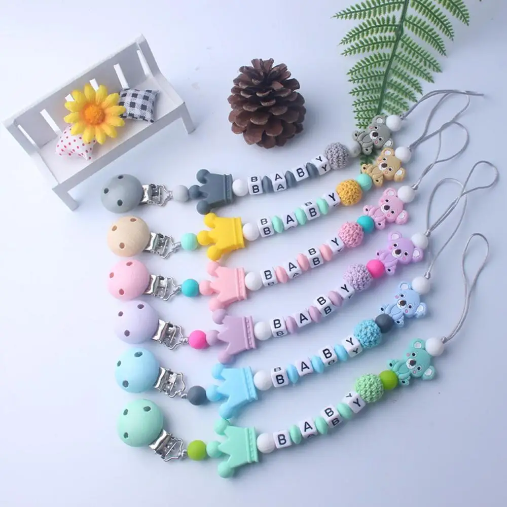 Baby Anti-drop Pacifier Clip Chain Silicone Beads Gifts Dummy Nipples Holder Clips Teethers Toys Anti-lost Babies Accessories