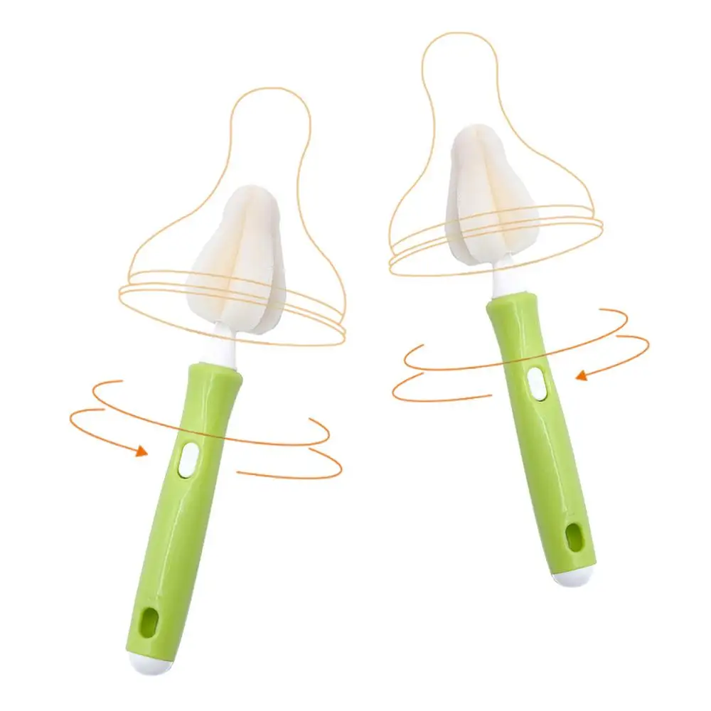 Sponge Brush Baby Nipple Milk Bottle Cup 360 Degree Clean Pacifier with 4pcs Replacement Sponge Heads Special Cleaning