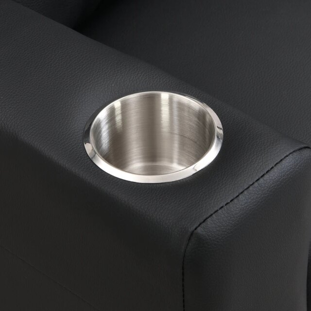 Children's Recliner Black Pvc, Modern Comfortable Living Room Armchair, Multi-functional Sofa With Cup Holder - Image 4
