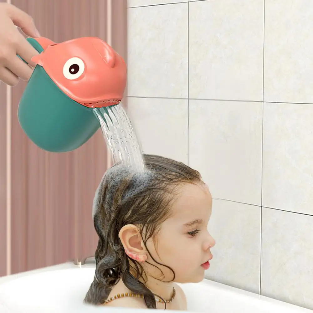 Baby Bath Shower Head Rinse Cup Cartoon Shark Cute Shower Washing Bathroom Accessories Bathing Toys