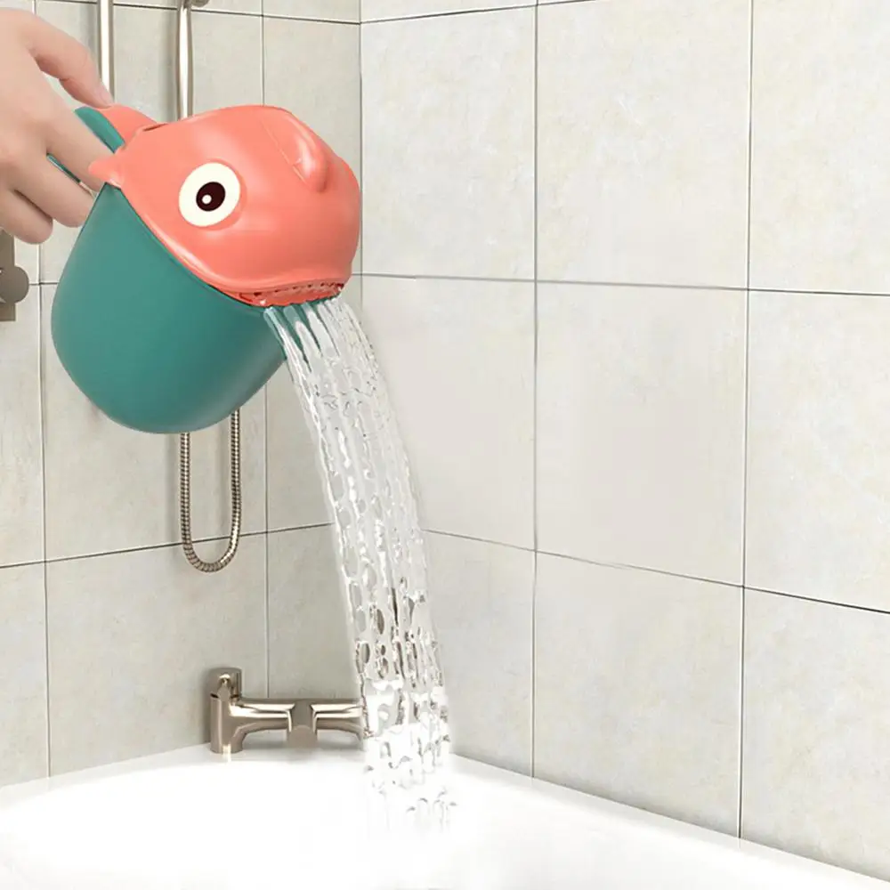 Baby Bath Shower Head Rinse Cup Cartoon Shark Cute Shower Washing Bathroom Accessories Bathing Toys