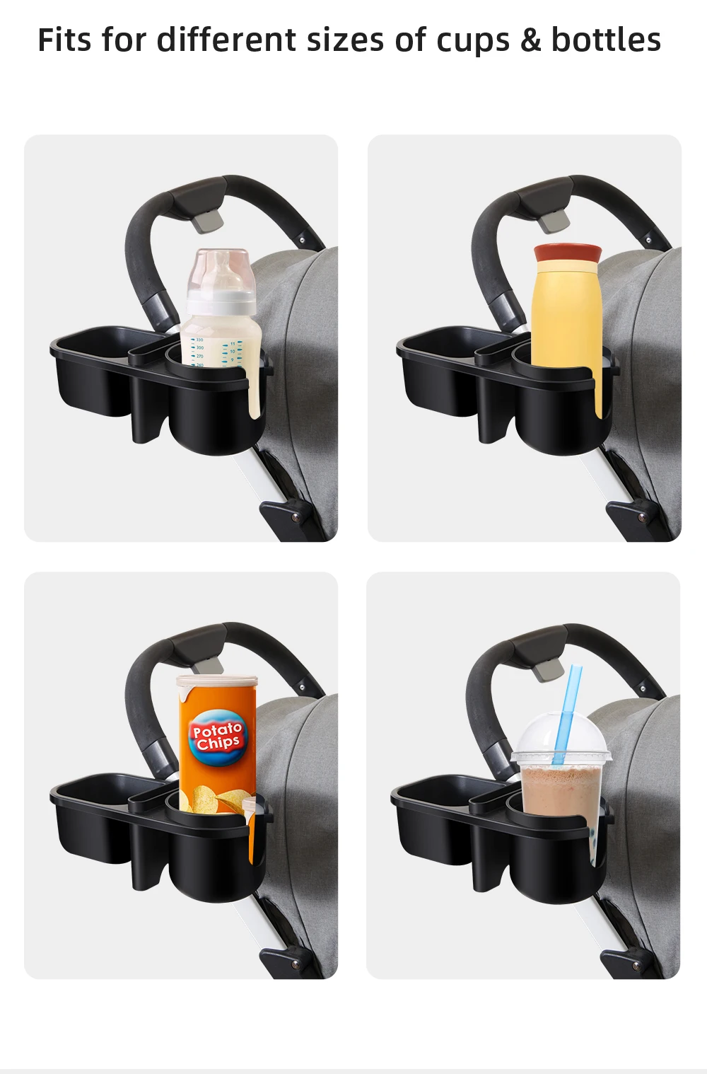 Sunveno 3in1 Multifunctional Baby Stroller Cup Holder with Phone/Snack Holder Universal Bottle Holder Stroller Accessories
