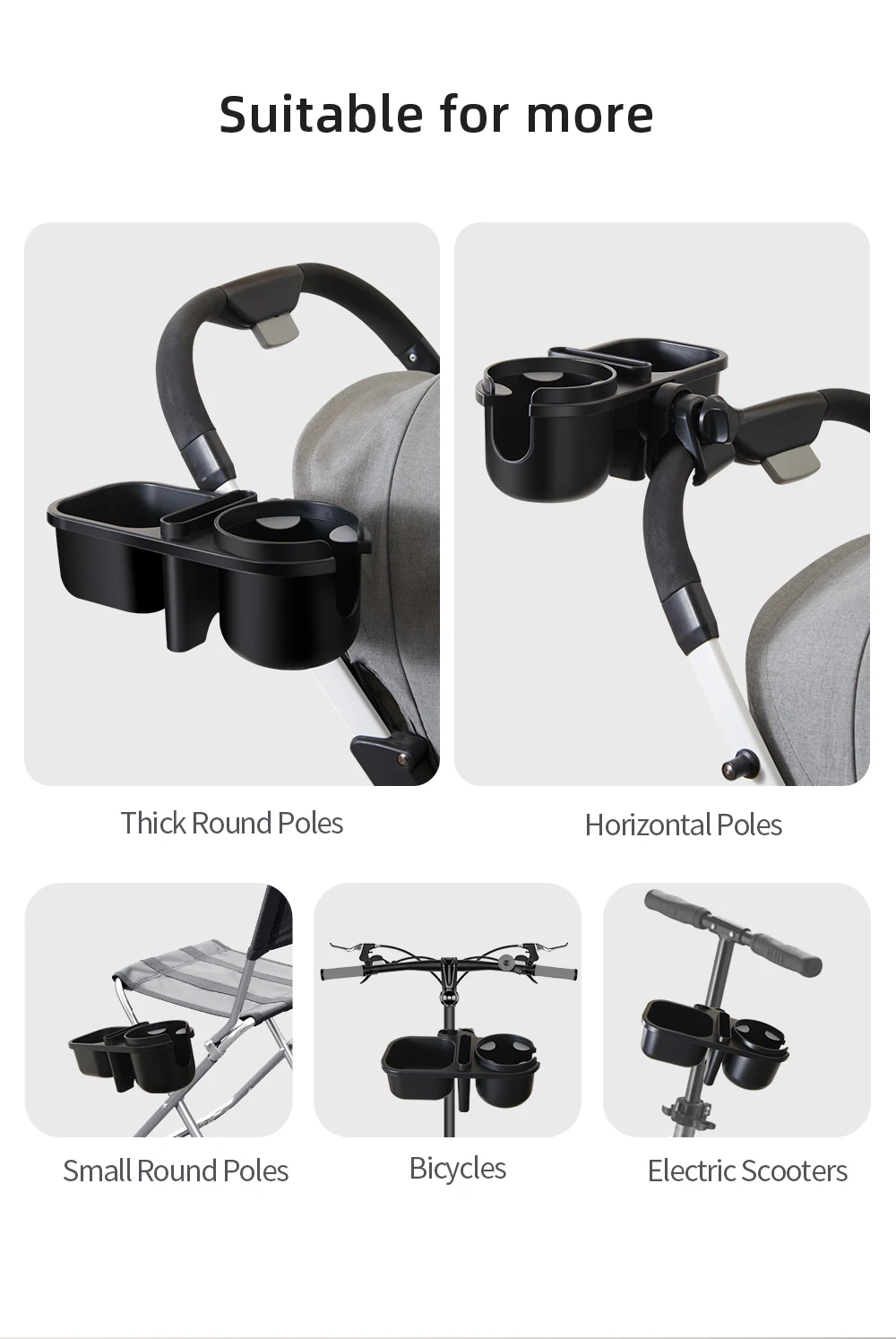 Sunveno 3in1 Multifunctional Baby Stroller Cup Holder with Phone/Snack Holder Universal Bottle Holder Stroller Accessories