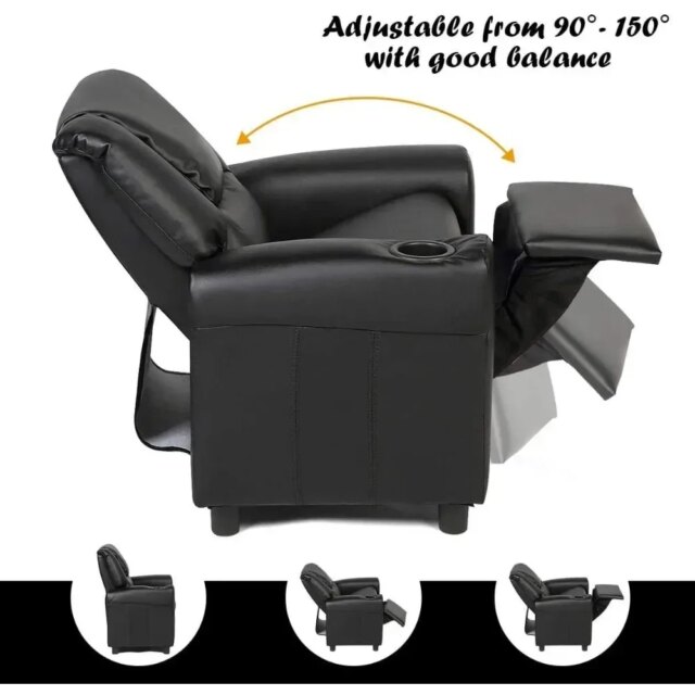 Children's lounge chair, children's armchair, padded sofa with cup holder,backrest,baby leather sofa with headrest and footstool - Image 5