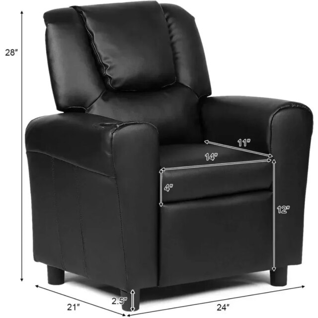 Children's lounge chair, children's armchair, padded sofa with cup holder,backrest,baby leather sofa with headrest and footstool - Image 6
