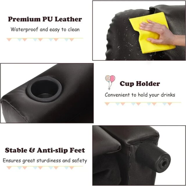 Children's lounge chair, children's armchair, padded sofa with cup holder,backrest,baby leather sofa with headrest and footstool - Image 4