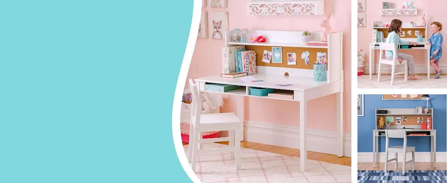 Kids' Art Table and Stool Set - Creamy White: Wooden Kids Play Table for Arts and Crafts | Craft Desk for Kids with Paint Cups,