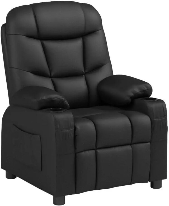 Kids Recliner Chair with Cup Holder, Adjustable Leather Lounge Chair w/Footrest & Side Pockets for Children Boys Girls Room, Erg - Image 4
