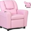 Costzon Kids Recliner Chair with Cup Holder, Toddler Room Furniture Children Armrest Sofa w/Headrest & Footrest for Girls Boys B