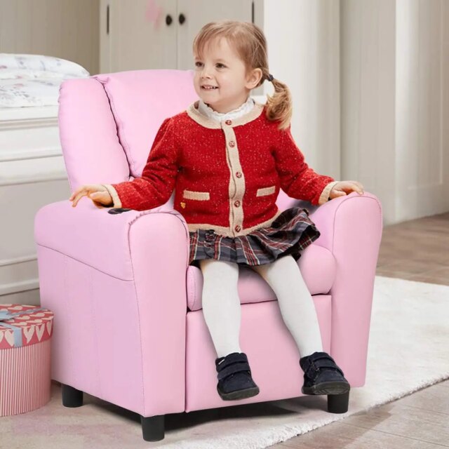 Costzon Kids Recliner Chair with Cup Holder, Toddler Room Furniture Children Armrest Sofa w/Headrest & Footrest for Girls Boys B - Image 2