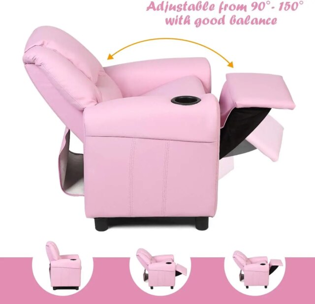 Costzon Kids Recliner Chair with Cup Holder, Toddler Room Furniture Children Armrest Sofa w/Headrest & Footrest for Girls Boys B - Image 4