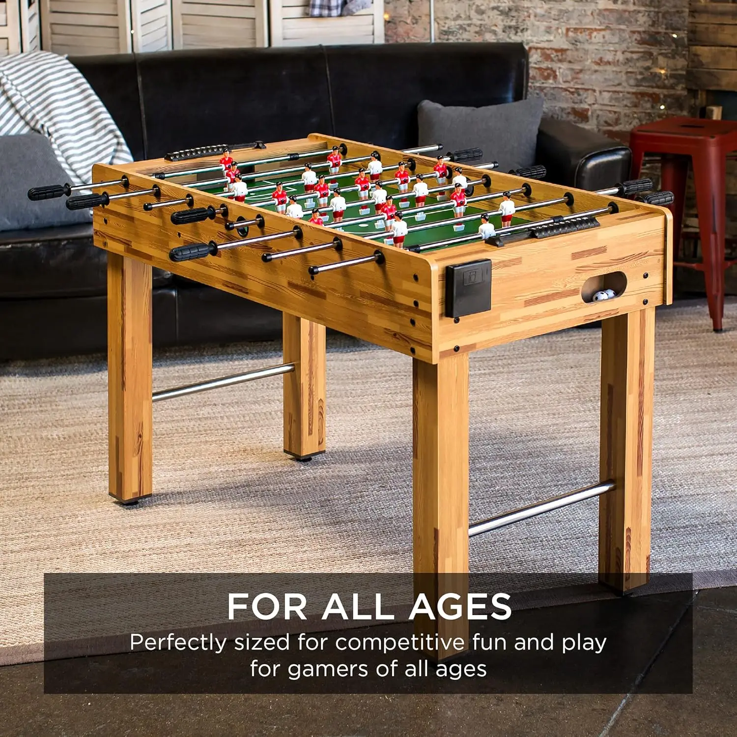 Best Choice Products 48in Competition Sized Foosball Table for Home, Game Room w/ 2 Balls, 2 Cup Holders