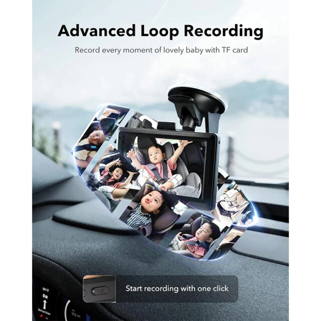REDTIGER 4.4" Baby Car Camera 1080P HD Recording Full-Color Night Vision Infant Safety Car Seat Camera with 140° Wide Angle - Image 4