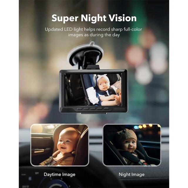 REDTIGER 4.4" Baby Car Camera 1080P HD Recording Full-Color Night Vision Infant Safety Car Seat Camera with 140° Wide Angle - Image 5