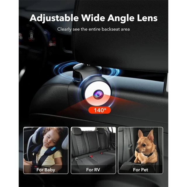 REDTIGER 4.4" Baby Car Camera 1080P HD Recording Full-Color Night Vision Infant Safety Car Seat Camera with 140° Wide Angle - Image 6