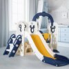 Swing Slide for Kids, 6 in 1 Slide Climber for Toddler, with Ball & Hoop, Storage Space, Suction Cup Reinforced Base, In/Outdoor