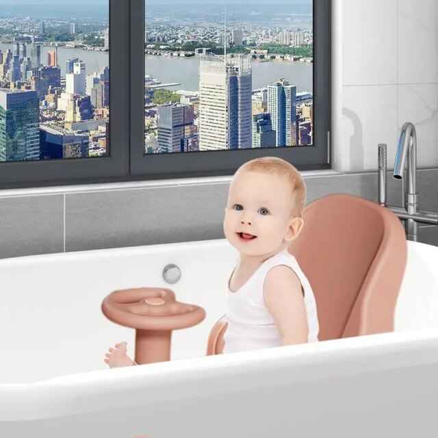 Toddler Bath Chair Baby Bath Support Seat With Adjustable Backrest Portable Baby Bath Chair With Suction Cup Base Non-Slip Bath - Image 2