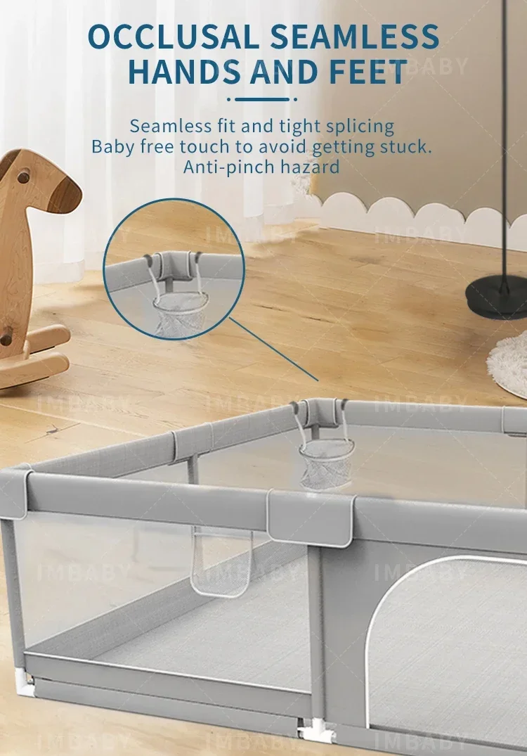 IMBABY Grey corral for Baby with Protective Angle Baby Playground Quality Baby Crawling Fence Game Playpen for Children Playpen