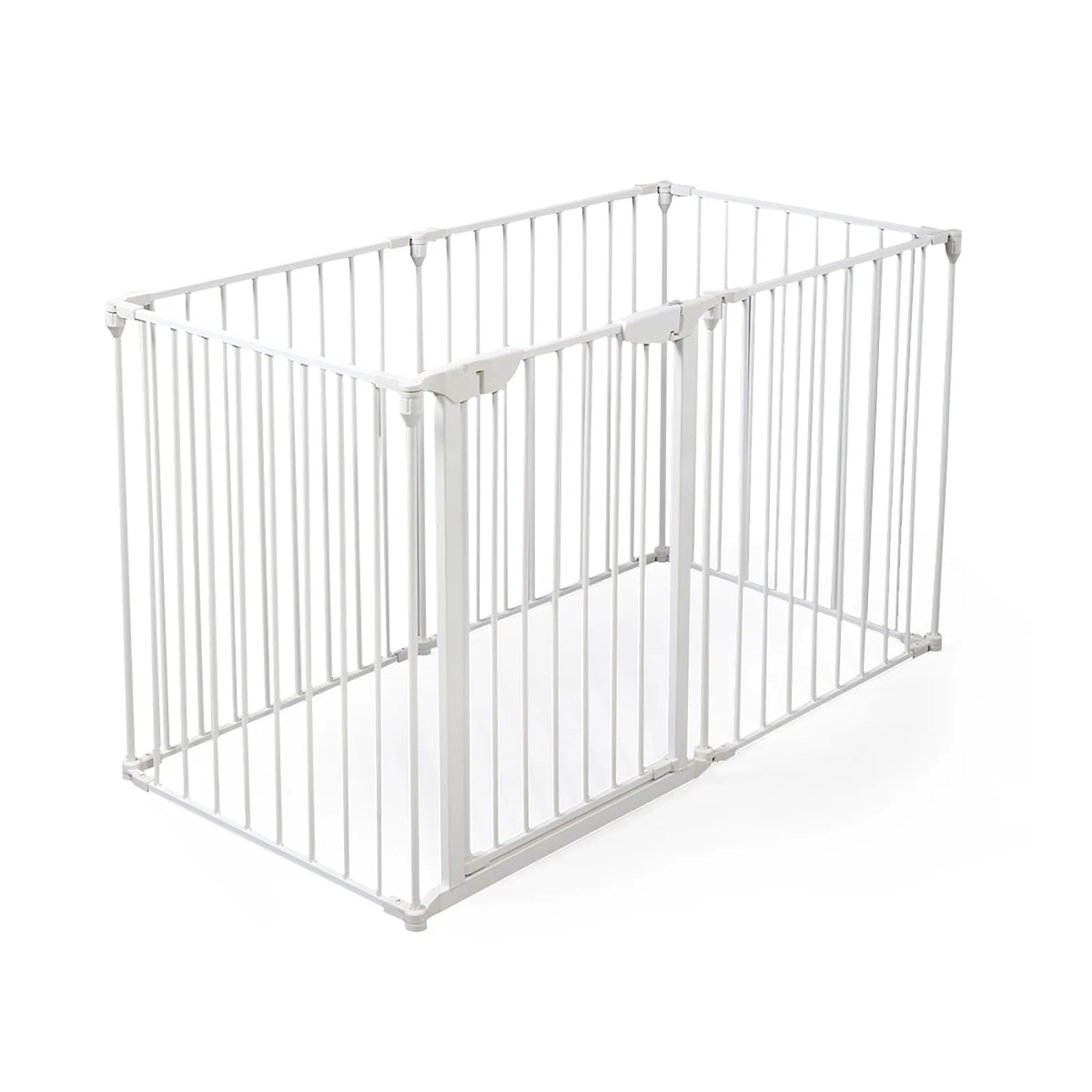 6-Panel Metal Baby Playpen Fireplace Safety Fence w/ Walk-Through Door in 2 Directions, 5-in-1 Extra Wide Barrier Gate for Indoo