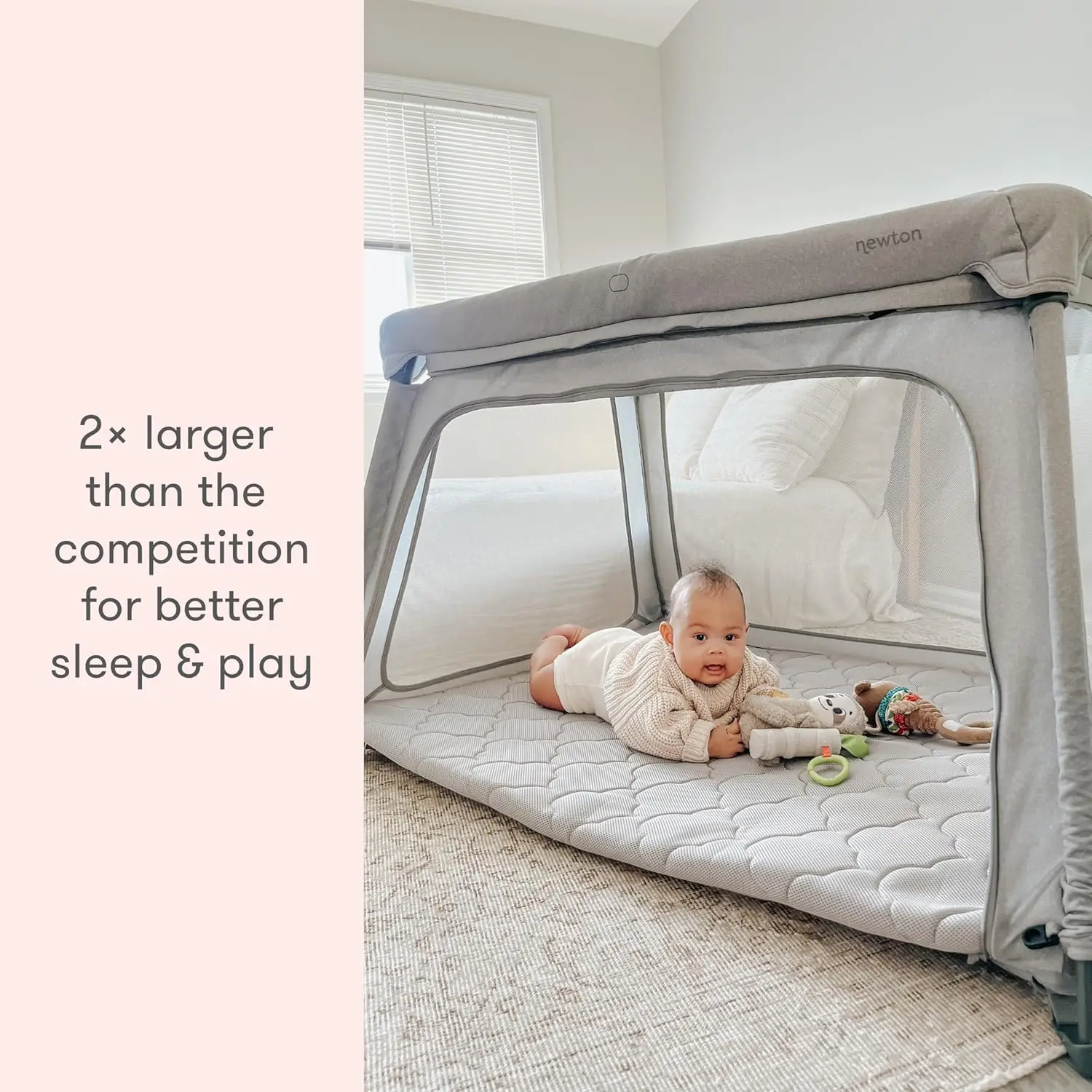 Newton Baby Travel Crib and Play Yard - 2023 Model | 100% Breathable & Washable Portable Playpen | Largest-in-Class with