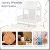 Twin Bed with Trundle, Kids Bed Frame with 82" Tall Roof, Windows and Guardrail, Wooden Playhouse Bed,No Box Spring Needed,White - Image 4